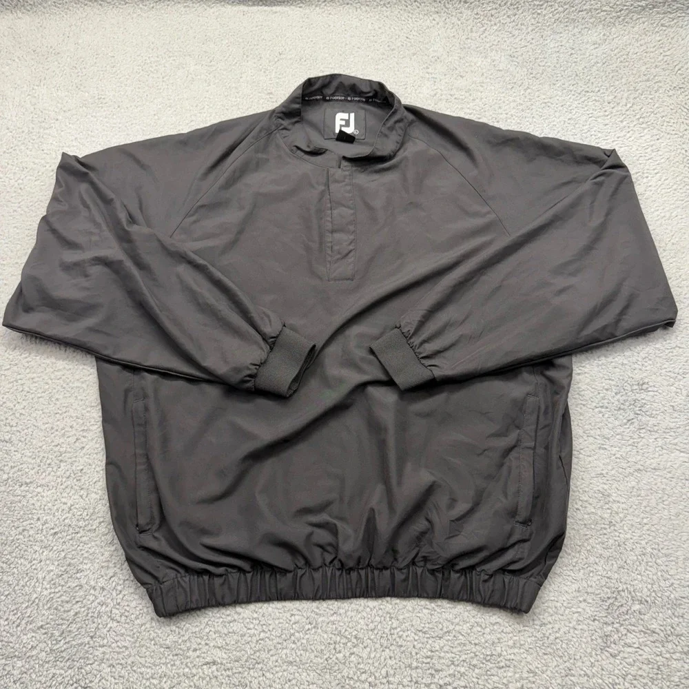 FootJoy‎ 1003495 Mens Large Black Snap Mock Neck Raglan Golf Windbreaker Jacket